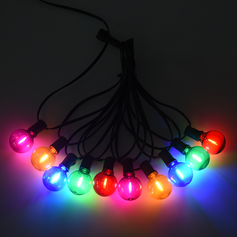 Guirlande lumineuse décorative colorée en spirale G40 à clipser E12