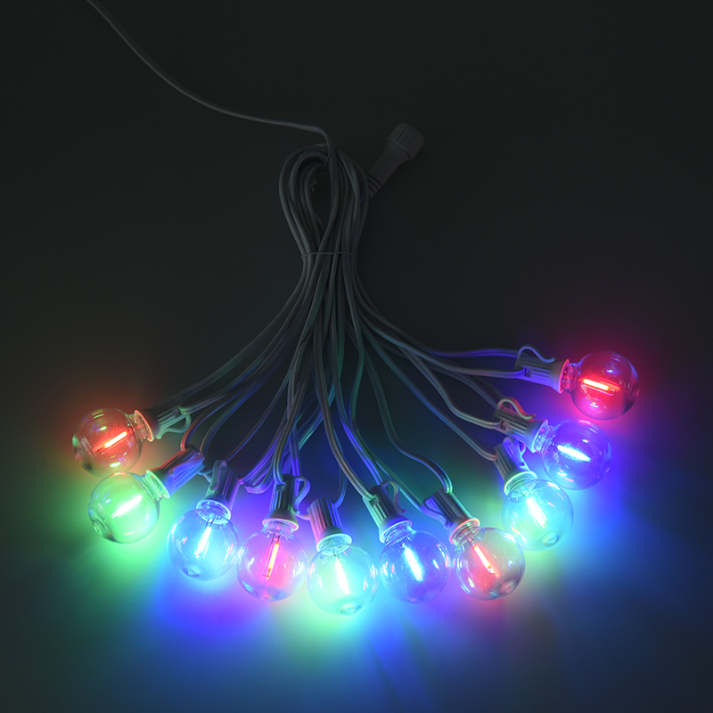 Guirlande lumineuse colorée en spirale G40 à clipser E12 (style blanc)