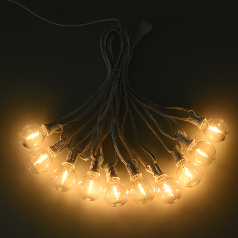 Guirlande lumineuse G40 à clipser E12 en spirale blanc chaud (style blanc)