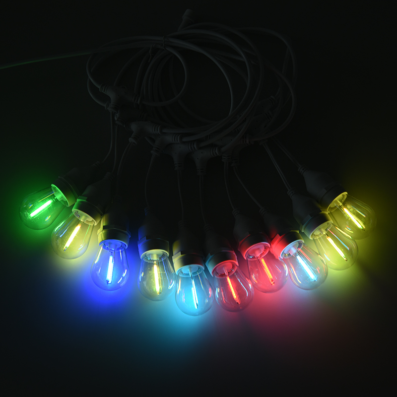 Fil suspendu S14 E27, abat-jour transparent en spirale, guirlande lumineuse de couleur