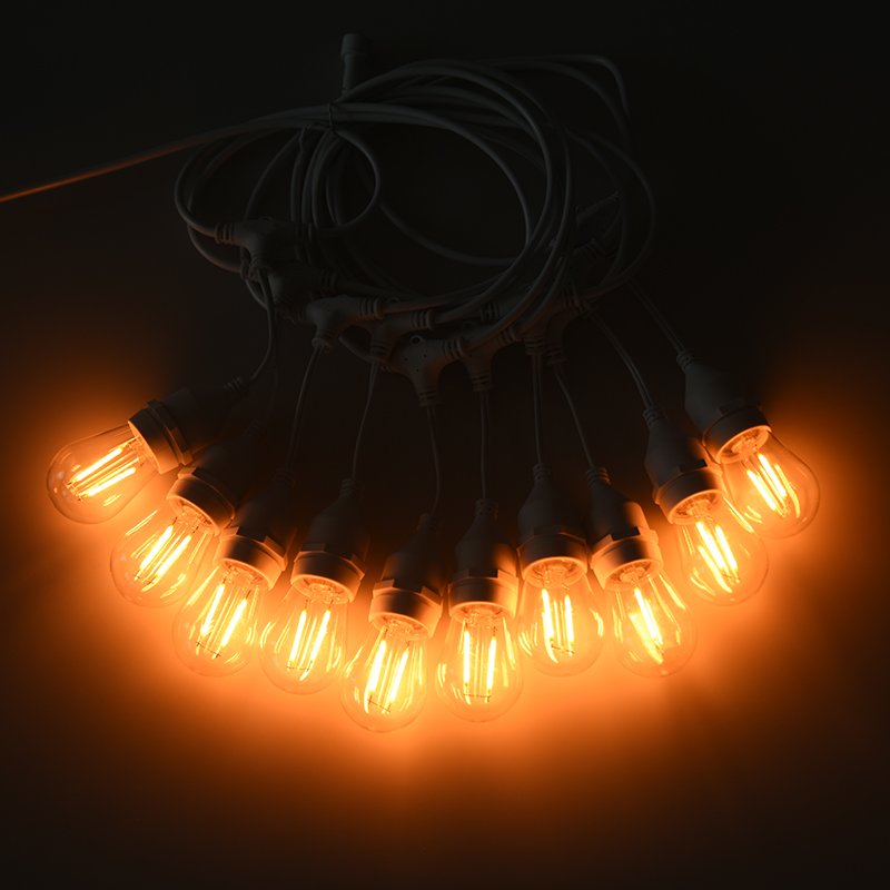 Fil suspendu S14 E27, lampe à chaîne blanc chaud, lampe simple 2W