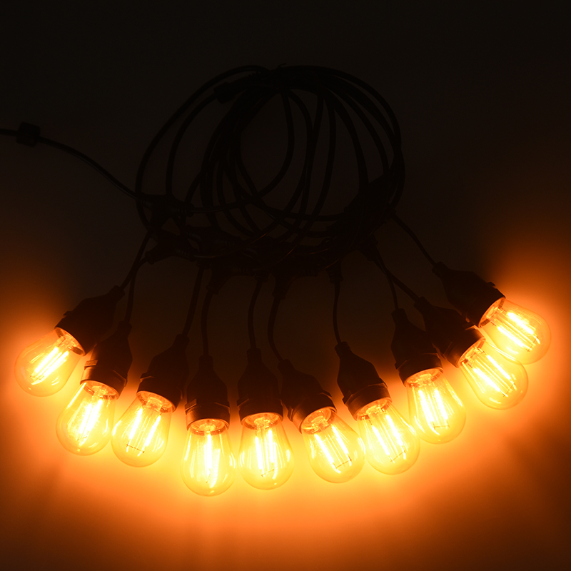 Fil suspendu S14 E27, lampe à chaîne blanc chaud, lampe simple 2W
