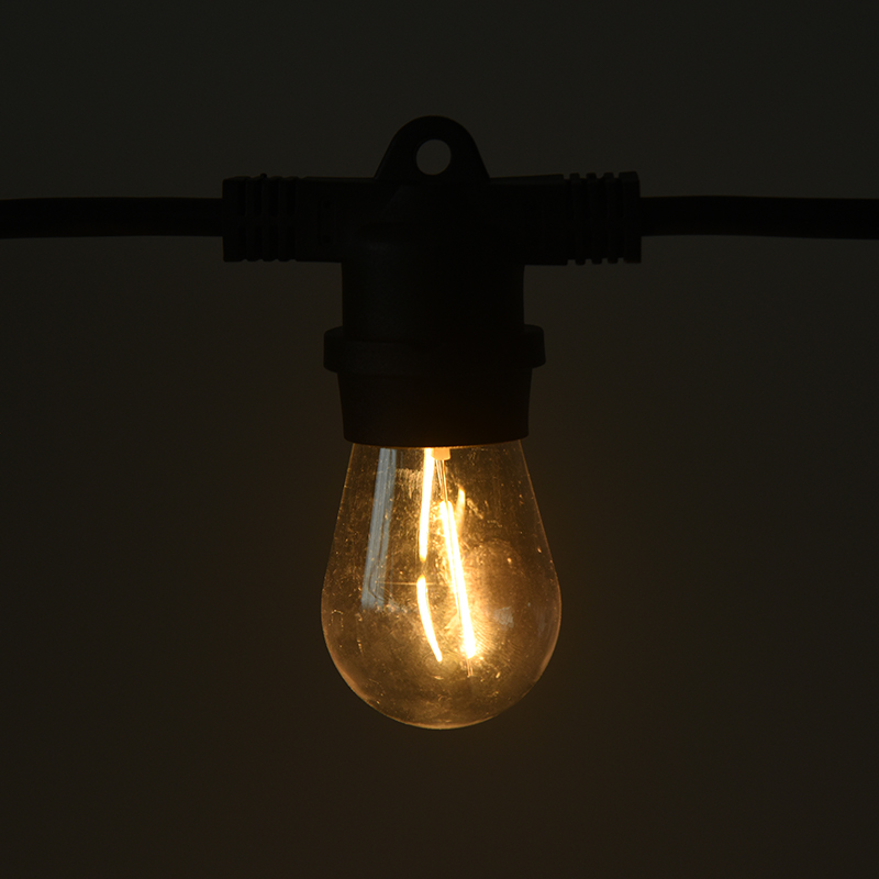 Guirlande lumineuse S14 Standard américain, douille spirale E26 intégrée, lumière blanche chaude, modèle d'ingénierie robuste
