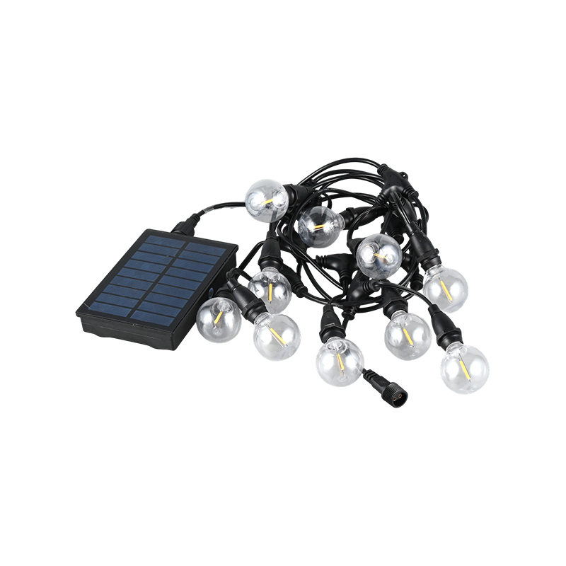 Guirlande lumineuse solaire de type suspension G40 (support de lampe E12, 5 mètres 10 lumières)