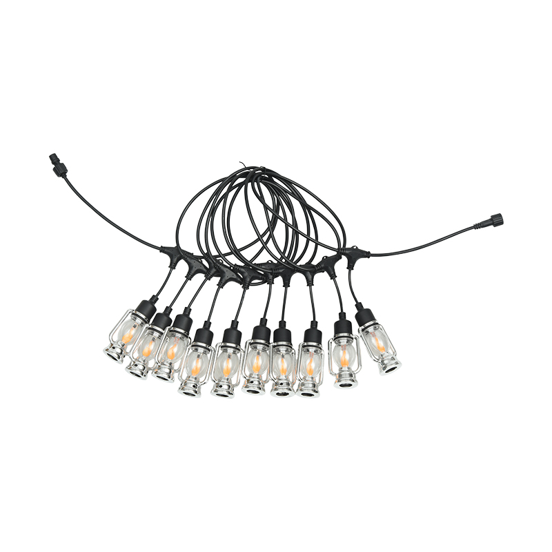 Guirlande lumineuse à flamme de style lanterne de chariot vintage (argent, 5 mètres 10 lumières)