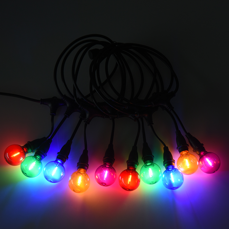 Ampoule ronde G40 E12, culot à vis coloré, type suspension, guirlande lumineuse