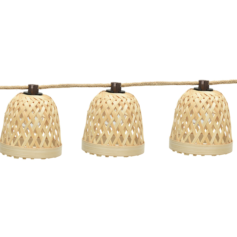 Guirlande lumineuse solaire G40 en tissage de bambou (5 mètres 10 lumières)