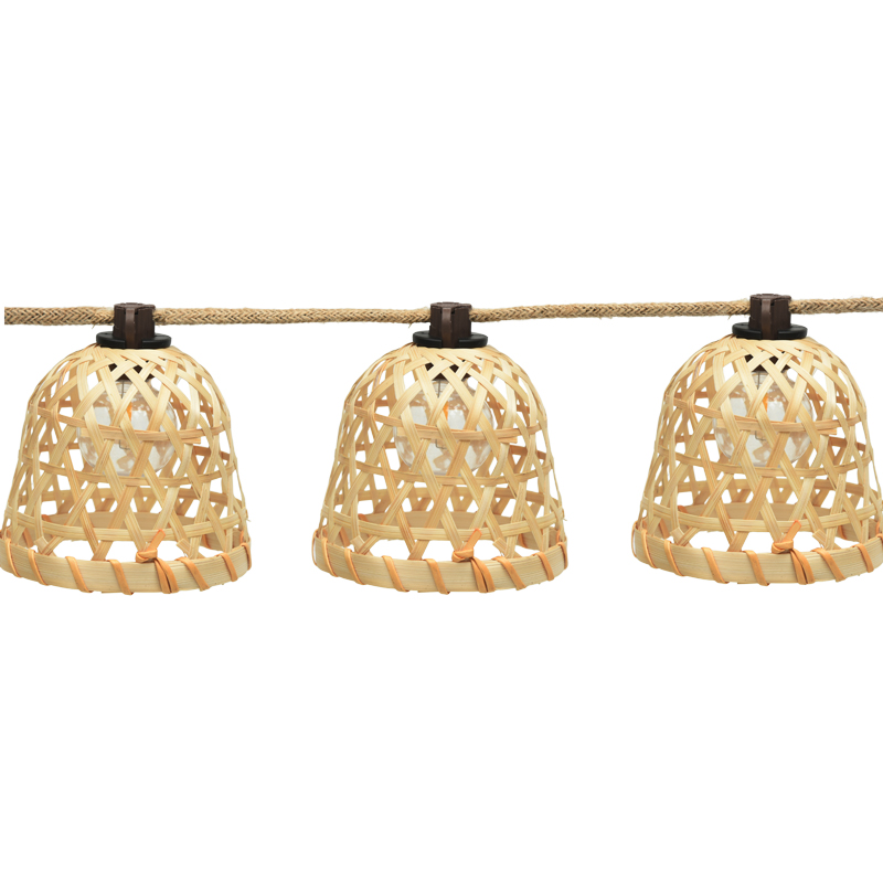 Guirlande lumineuse solaire G40 en tissage de bambou (5 mètres 10 lumières)