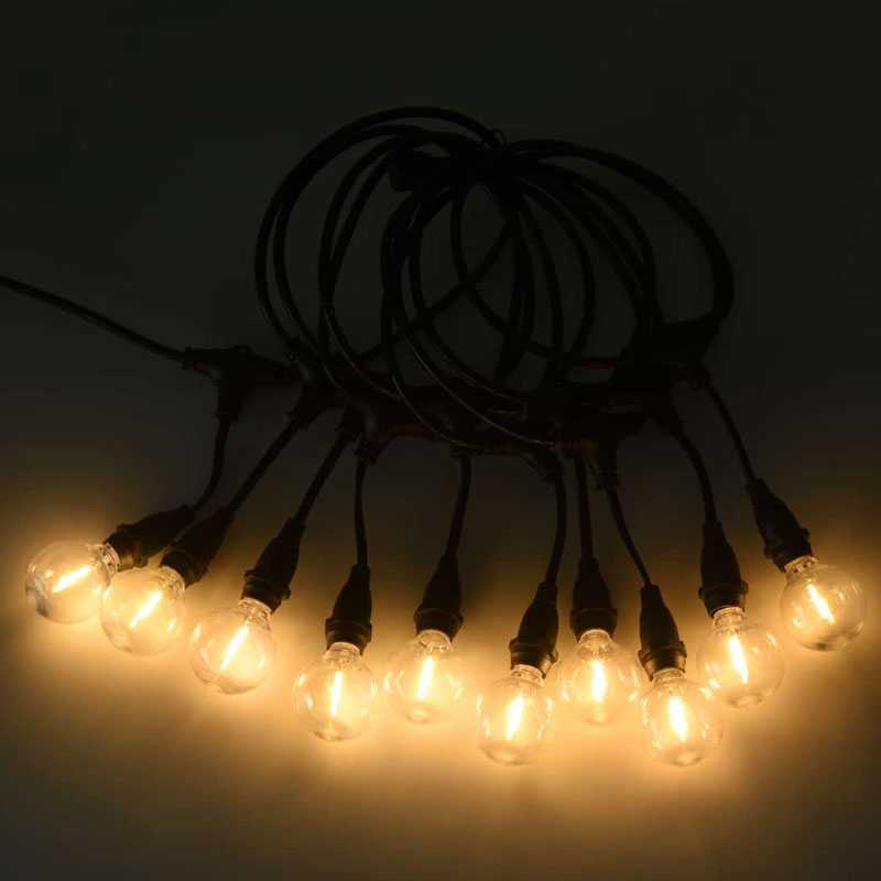 Guirlande lumineuse solaire de type suspension G40 (support de lampe E12, 5 mètres 10 lumières)